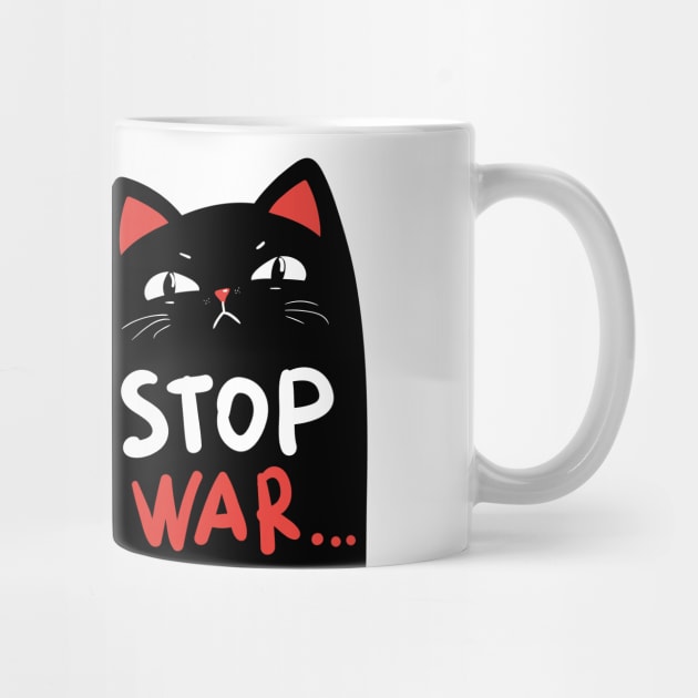 Stop war banner, poster, flyer, card, print design with grumpy black cat by Marysha_art